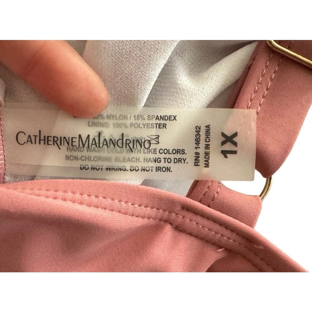 Catherine Malandrino 1X Swimsuit One Piece Mesa Rose Ruched Sides NWT $120 Plus - Picture 3 of 6